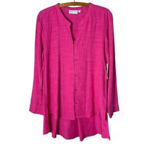 Habitat Women’s Sz Small Pink Drop Tail Shirt New NWT Tencel Button Down Tunic